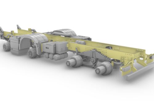 French truck 8x4 tandem chassis. Scale 1/24